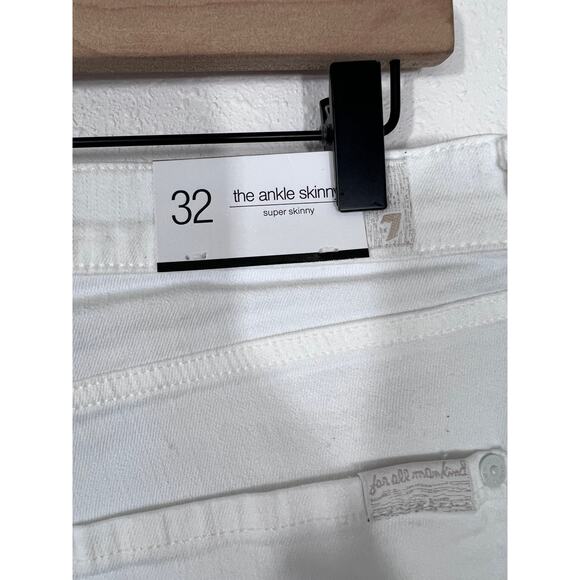 7 For All Mankind White Ankle Skinny Jeans NWT Size 32 - Picture 9 of 9